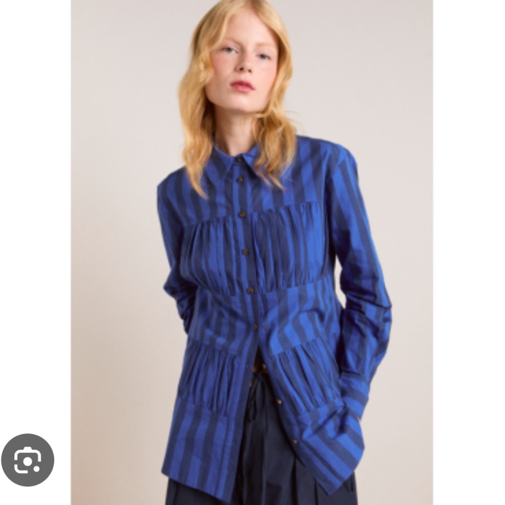 DAMSON MADDER - XENIA SHIRT - COBALT STRIPE